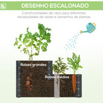 Caixa de Plantio de 2 Níveis Floreira Exterior de Aço com Desenho de Escada para Cultivos de Plantas Ervas Flores para Varanda Jardim 120x101x58 cm Cinza Escuro