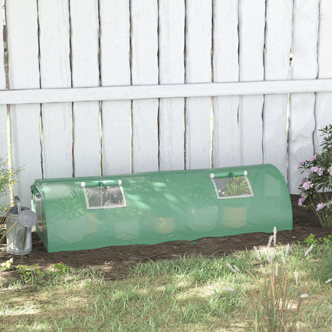 Estufa de Exterior, 200x80x45 cm Estufa de Jardim com 4 Janelas de Rede Enroláveis Estrutura em Aço e Cobertura de PE 140g/m² Anti-UV para Cultivo de Plantas e Flores Verde