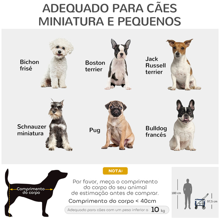 Carrinho para Animais de Estimação Carrinho para Cães Dobrável com Compartimento Desmontável 4 Portas com Fecho de Correr 2 Correias de Segurança e de Transporte 81x58x97,5 cm Azul