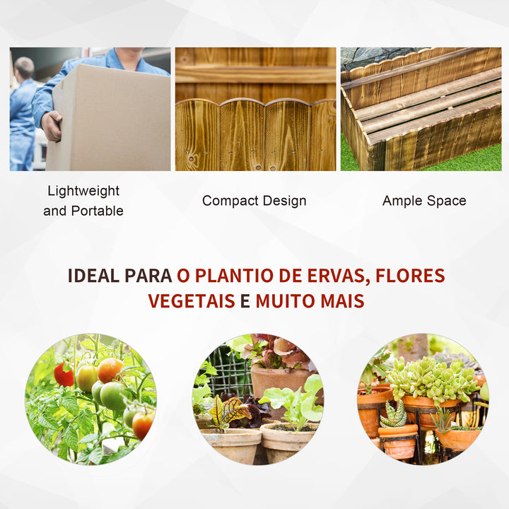 Floreira Exterior Grande de Madeira Floreira com Base Aberta para Cultivar Plantas Flores Ervas Floreira Exterior Retangular para Jardim e Terraço 120x40x40 cm Carbonizada