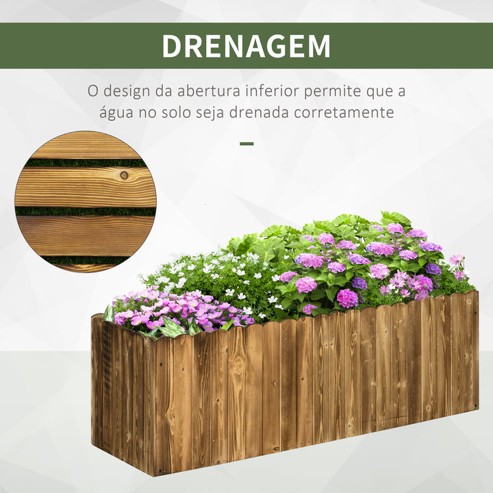 Floreira Exterior Grande de Madeira Floreira com Base Aberta para Cultivar Plantas Flores Ervas Floreira Exterior Retangular para Jardim e Terraço 120x40x40 cm Carbonizada