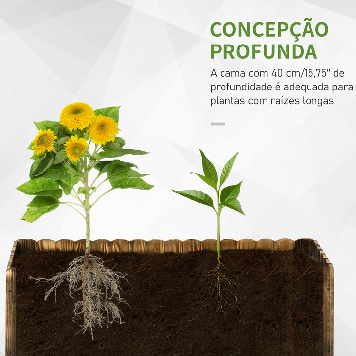 Floreira Exterior Grande de Madeira Floreira com Base Aberta para Cultivar Plantas Flores Ervas Floreira Exterior Retangular para Jardim e Terraço 120x40x40 cm Carbonizada