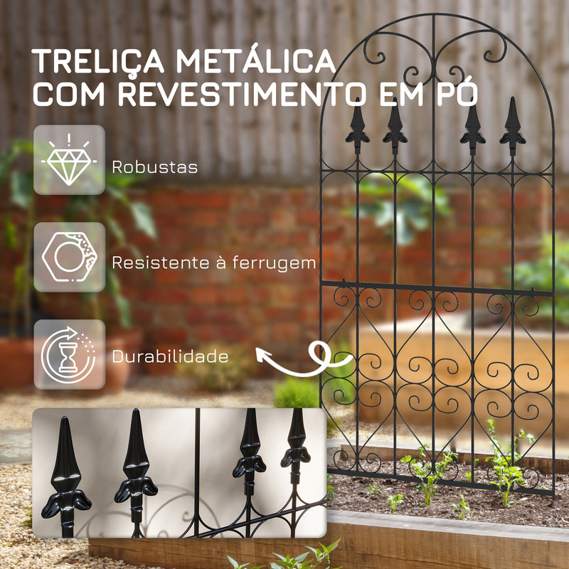 Conjunto de 2 Treliças de Jardim Suportes para Trepadeiras com Estrutura de Aço para Plantas Trepadeiras e Decoração Pátio Terraço 55x128 cm Preto