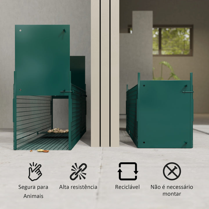 Armadilha com 2 portas para animais vivos Gaiola de captura de metal com alça 100x25x28 cm Verde escuro