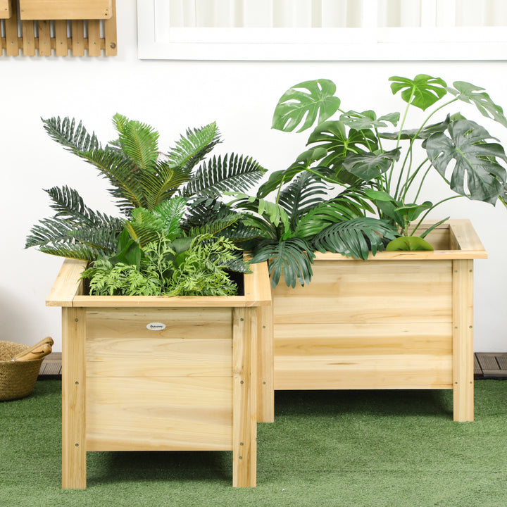 Floreira Elevada de Madeira Floreira Exterior em Forma de L com Forro Não Tecido Horta Urbana para Cultivo de Plantas e Flores Jardim ou Terraço, 120x120x50 cm Madeira