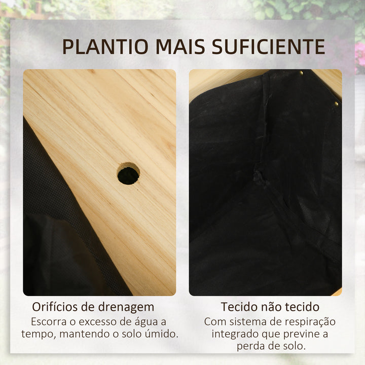 Floreira Elevada de Madeira Floreira Exterior em Forma de L com Forro Não Tecido Horta Urbana para Cultivo de Plantas e Flores Jardim ou Terraço, 120x120x50 cm Madeira
