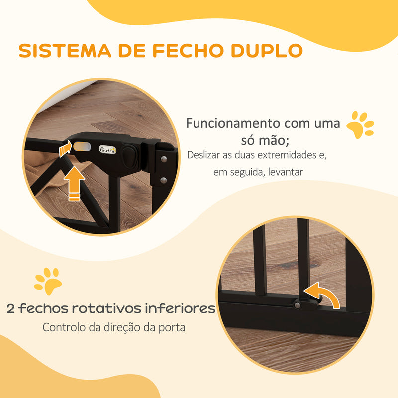 Barreira de Segurança Extensível Barreira para Animais de Estimação com Fecho Automático e Sistema de Duplo Bloqueio para Porta Corredor Escada 74-100x76 cm Preto