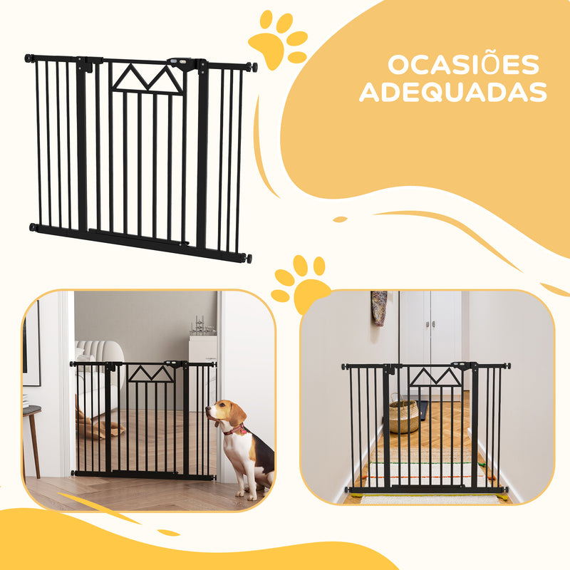 Barreira de Segurança Extensível Barreira para Animais de Estimação com Fecho Automático e Sistema de Duplo Bloqueio para Porta Corredor Escada 74-100x76 cm Preto