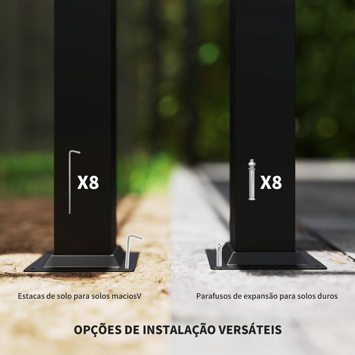 Pérgola de Jardim 3x3 m com Teto Retrátil e Acessório Magnético, Pavilhão de Jardim com Proteção UV30+, Colunas Metálicas e Ganchos, Cobertura para Terraço, Exterior, Cinzento