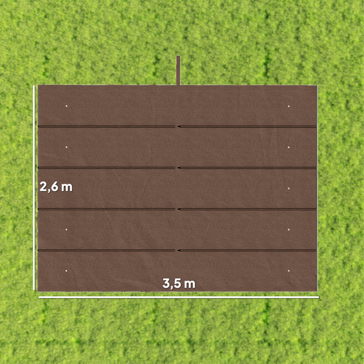 Cobertura para Pérgola 3,5x2,5 m Teto de Substituição Retrátil para Pérgola com 10 Orifícios de Drenagem Café