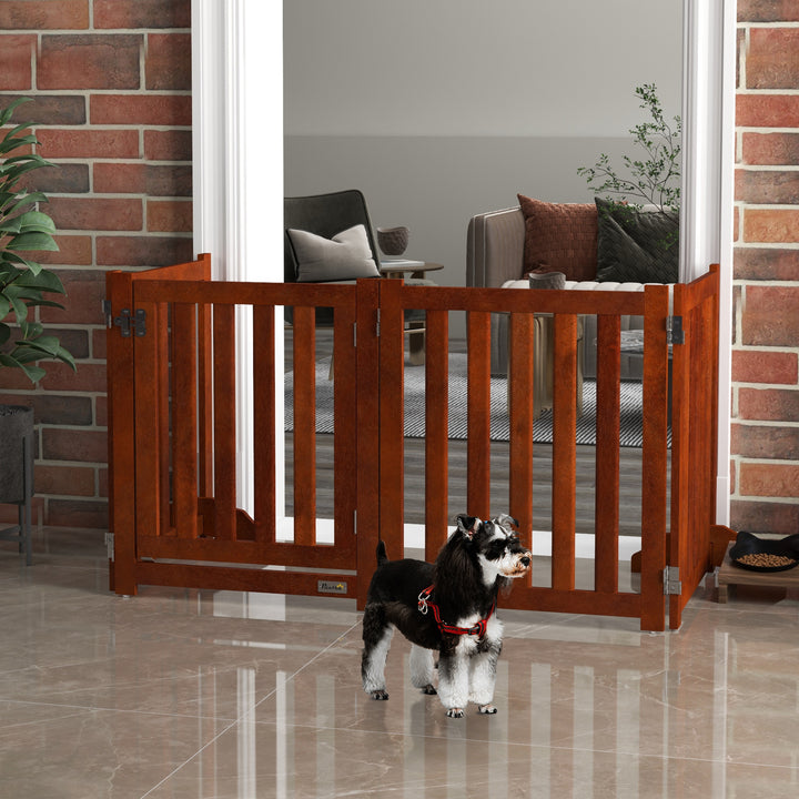 Barreira de Segurança para Cães Dobrável para Escadas e Portas Barreira para Cães Pequenos com 4 Painéis com Suporte de Pé para Interior 205x30x60 cm Madeira