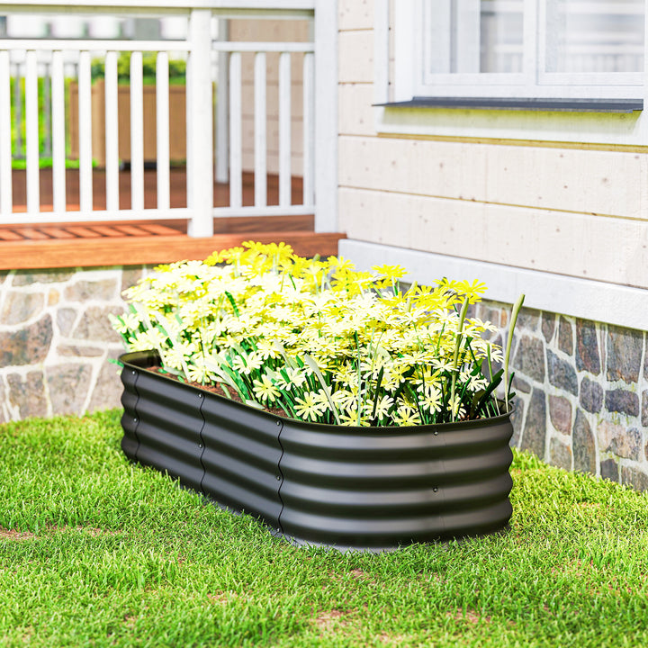 Caixa de Plantio de Exterior Grande em Aço Galvanizado para Cultivo de Plantas Floreira Exterior com Bordas de Segurança Montagem Fácil Resistente às Intempéries 150x62x30 cm Cinzento