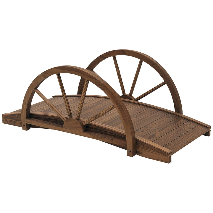 Ponte de Madeira para Jardim Ponte Decorativa com Capacidade Máxima de 150 kg com Corrimão em Forma de Meia Roda 100x50x37 cm Marrom