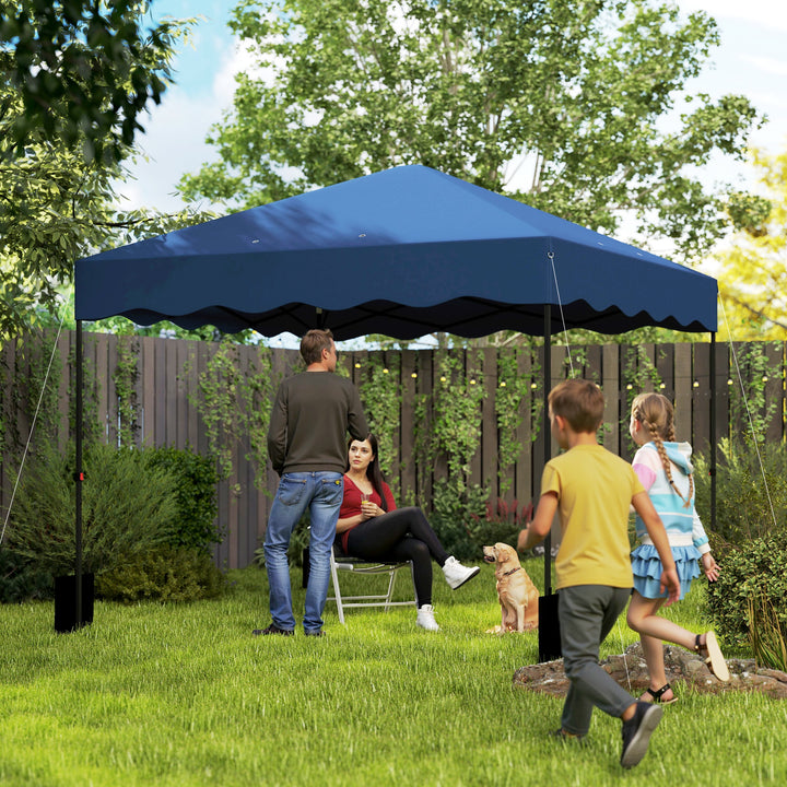 Tenda Dobrável Pop UP Tenda 3x3 m Tenda para Eventos com Proteção UV50+ Altura Ajustável Bolsa de Areia e Bolsa de Transporte com Rodas para Campismo Festas Azul