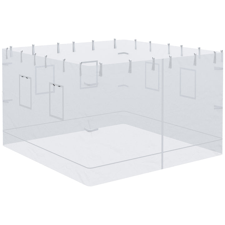 4 Redes Mosquiteiras para Tendas 300x195 cm Rede Mosquiteira com 6 Janelas Enroláveis Porta com Fecho de Correr e Bolsa de Transporte Branco