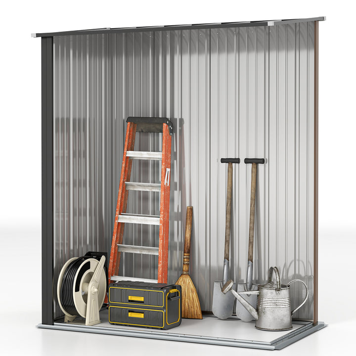 Abrigo de Jardim 1,34m² 161,5x94,5x196cm Abrigo de Exterior de Aço Galvanizado com Porta e Fechadura para Armazenamento de Ferramentas Marrom