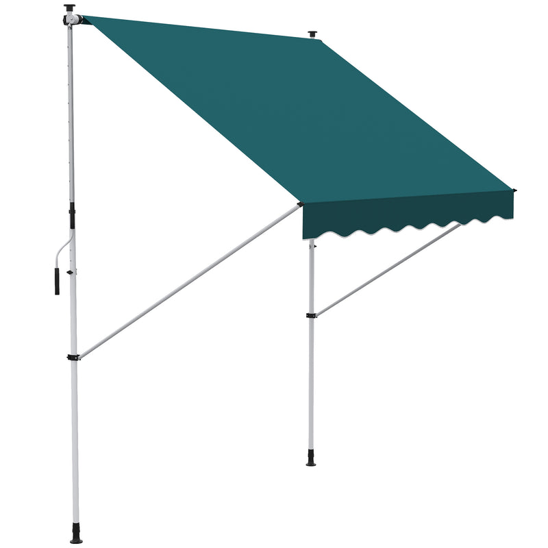 Toldo Manual Retrátil 200x150 cm com Manivela de Alumínio Ângulo Ajustável Proteção Solar para Varanda Jardim Pátio Verde