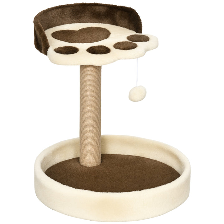 Arranhador para Gatos Altura 44 cm Torre de Escalada com 2 Camas Poste de Juta Brinquedo Pendurado Ø41x44 cm Marrom