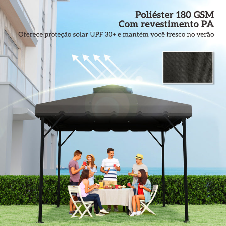 Teto de Substituição para Pérgola 3x3 m Cobertura com Teto Duplo 8 Orifícios de Drenagem e Proteção UPF 30+ APENAS Toldo de Substituição Cinzento Claro