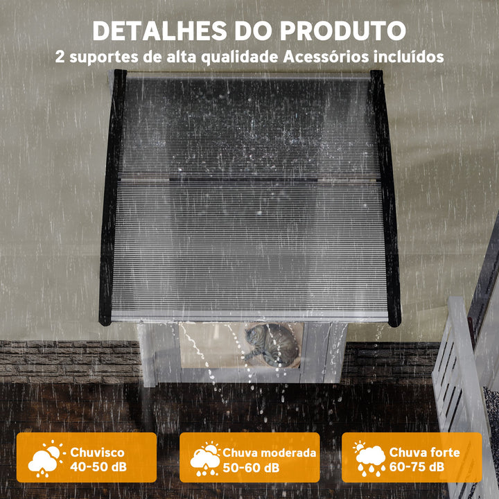 Marquise de Proteção de Portas e Janelas 103x96,5 cm Proteção contra Sol e Chuva com Painéis de Policarbonato e Suporte de Alumínio Transparente
