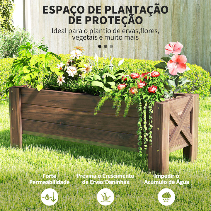 Floreira de madeira Canteiro de flores de jardim retangular com pernas Para Flores Plantas 100x36,5x36 cm Castanho
