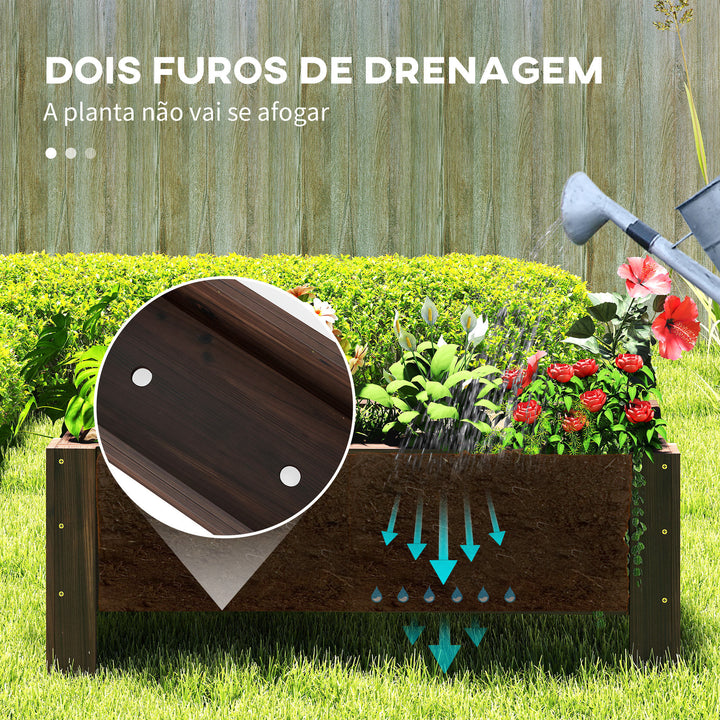 Floreira de madeira Canteiro de flores de jardim retangular com pernas Para Flores Plantas 100x36,5x36 cm Castanho