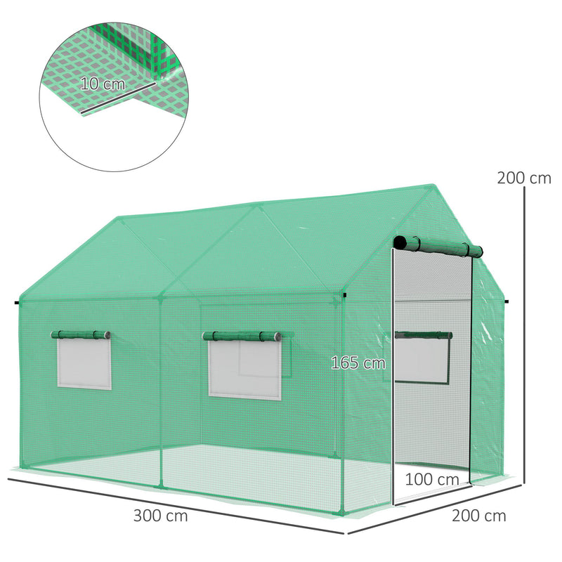 Estufa tipo Túnel 2x3x2 m Estufa de Exterior com 4 Janelas de Malha e Porta com Fecho de Correr Estufa para Cultivos Anti UV para Pátio Jardim Verde