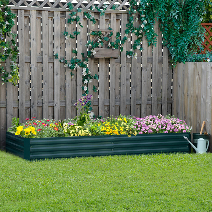 Caixa de Plantio de Aço Galvanizado Horta para Cultivar Plantas Flores Ervas Floreira Grande de Exterior Retangular com Fundo Aberto 180x90x30 cm / 241x90,5x30 cm Verde