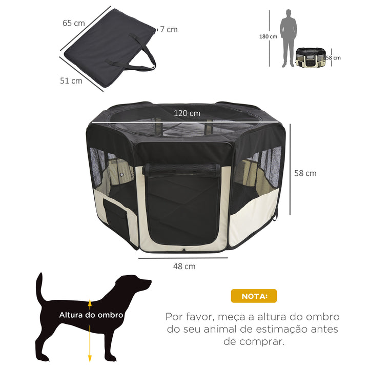 Parque para Animais de estimação Dobrável 2 Medidas Preto e creme