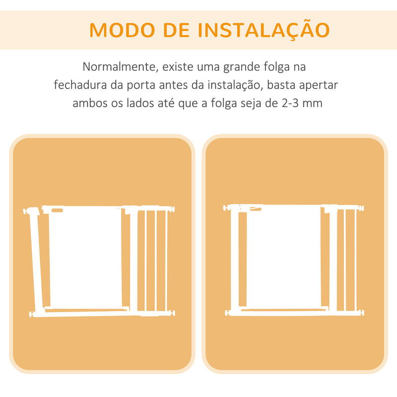 Barreira de Segurança para Cães Extensível 75-103 cm Barreira para Escada e Portas com 2 Extensões Duplo Bloqueio Fechamento Automático Cinza