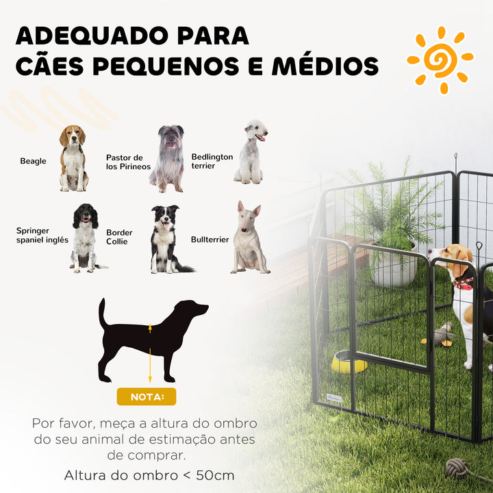 Parque para Cães 6 Painéis de 80 cm de Altura Cercas para Cães de Aço Dobrável com Porta para Interior e Exterior Preto