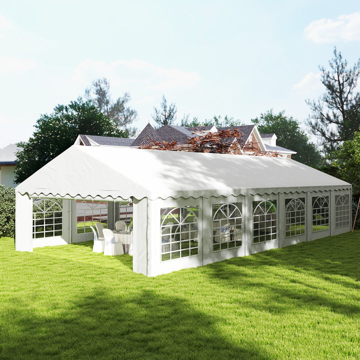Tenda para Eventos 12x6m Tenda de Jardim com 12 Paredes Laterais Amovíveis e 12 Janelas Impermeável Proteção UV 30+ Tenda para Casamento Campismo Branco