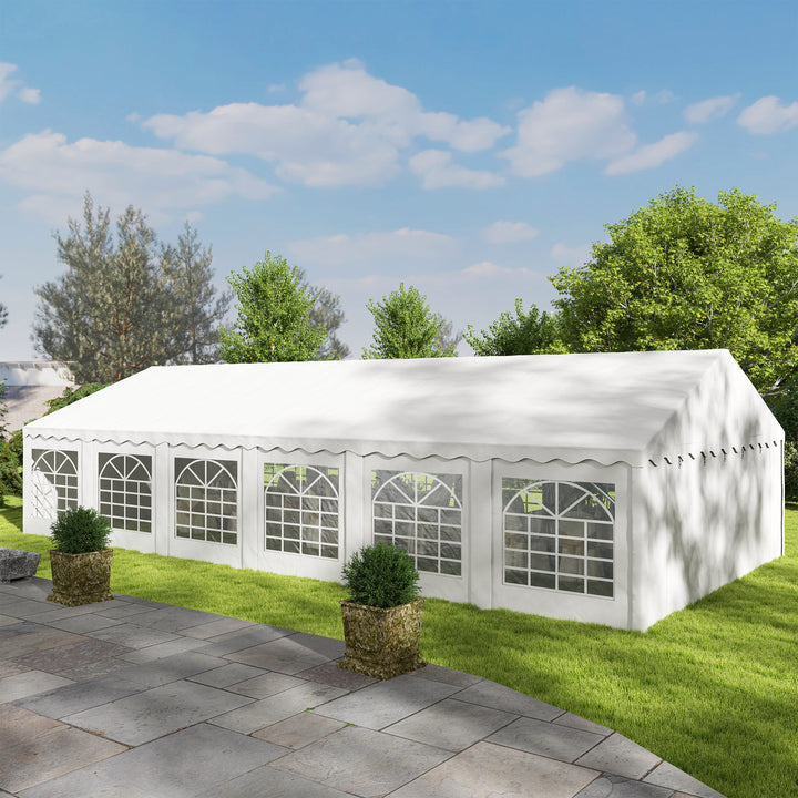 Tenda para Eventos 12x6m Tenda de Jardim com 12 Paredes Laterais Amovíveis e 12 Janelas Impermeável Proteção UV 30+ Tenda para Casamento Campismo Branco