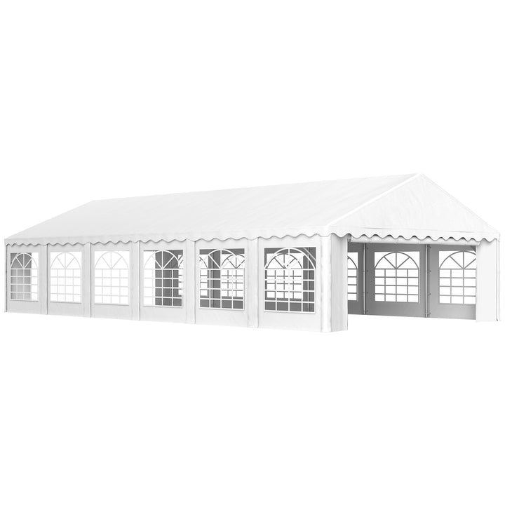 Tenda para Eventos 12x6m Tenda de Jardim com 12 Paredes Laterais Amovíveis e 12 Janelas Impermeável Proteção UV 30+ Tenda para Casamento Campismo Branco