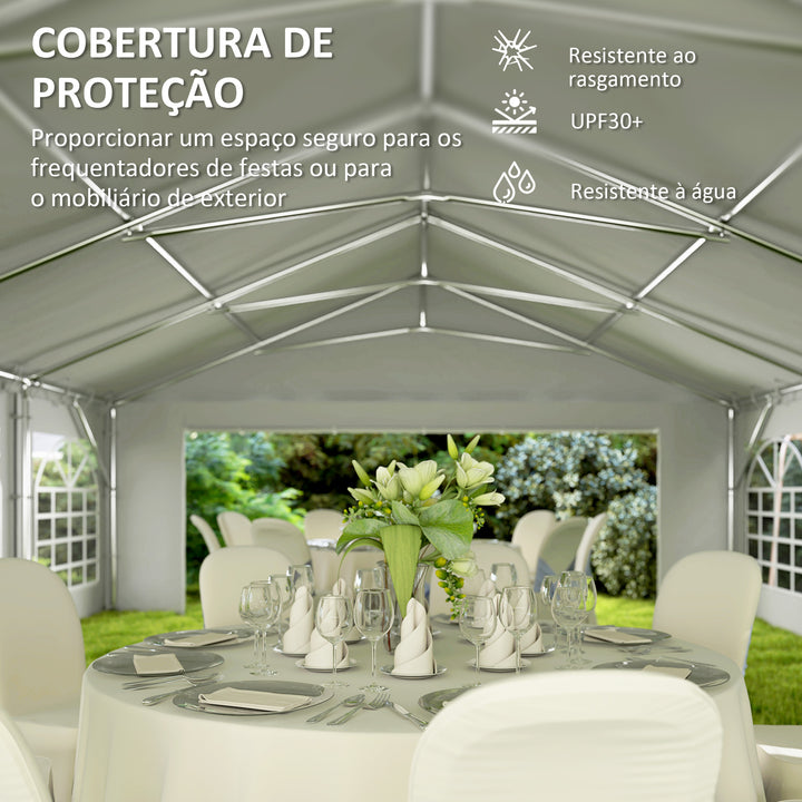 Tenda para Eventos 12x6m Tenda de Jardim com 12 Paredes Laterais Amovíveis e 12 Janelas Impermeável Proteção UV 30+ Tenda para Casamento Campismo Branco