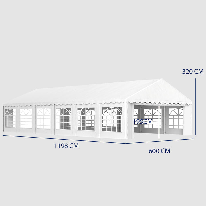 Tenda para Eventos 12x6m Tenda de Jardim com 12 Paredes Laterais Amovíveis e 12 Janelas Impermeável Proteção UV 30+ Tenda para Casamento Campismo Branco