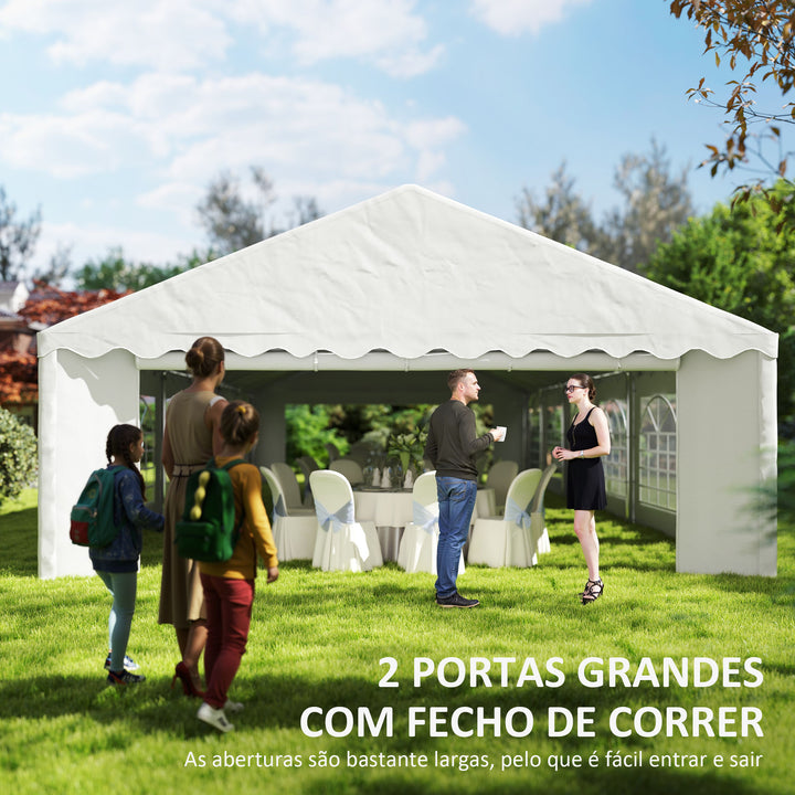 Tenda para Eventos 12x6m Tenda de Jardim com 12 Paredes Laterais Amovíveis e 12 Janelas Impermeável Proteção UV 30+ Tenda para Casamento Campismo Branco