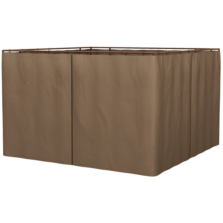 4 Paredes Laterais para Tenda 302x205 cm Laterais para Tenda Universal com Ganchos e Argola em C para Tenda de Jardim Terraço Marrom