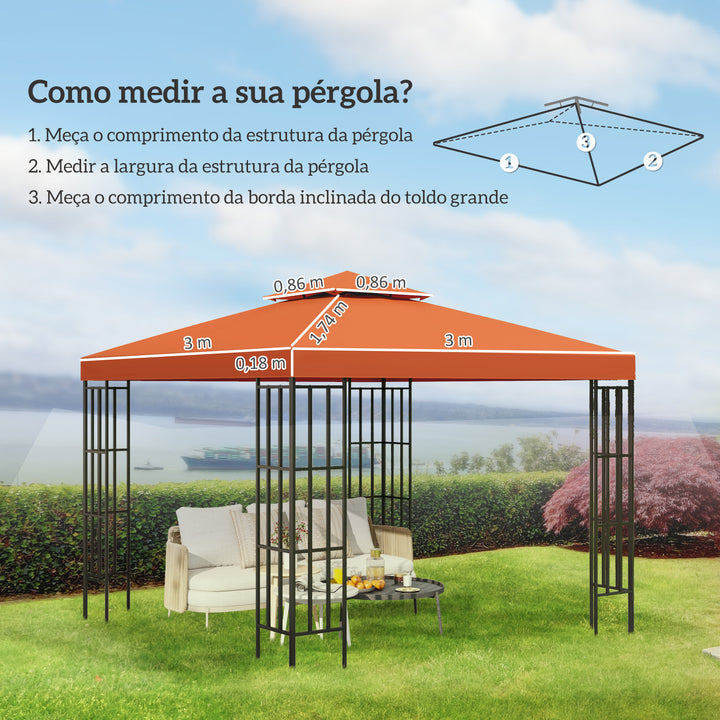 Toldo de Substituição 3x3m para Pérgolas Toldo de Substituição de Pérgolas de Jardim Terracota