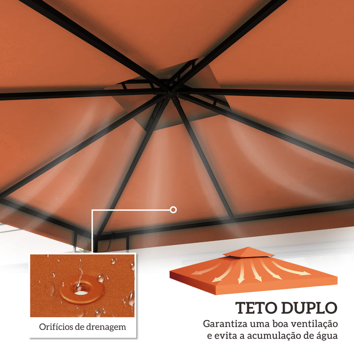 Toldo de Substituição 3x3m para Pérgolas Toldo de Substituição de Pérgolas de Jardim Terracota