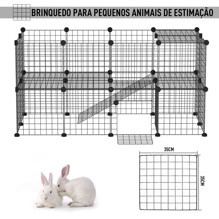 Cerca de metal com 36 painéis Pequenos animais Destacáveis DIY Design Preto 146x73x73cm