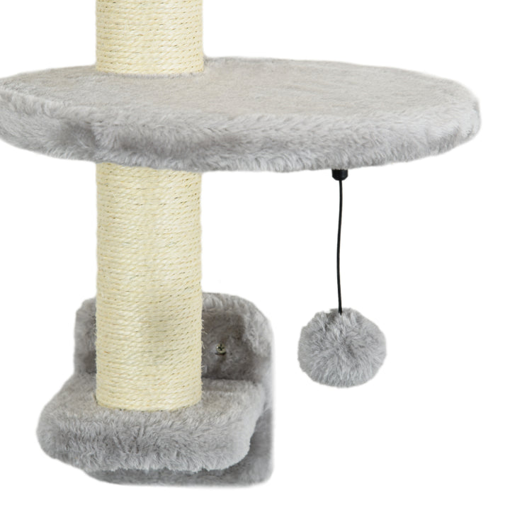 Conjunto de Prateleiras de Escalada para Gatos de 3 Peças Prateleiras de Parede para Gatos com Rede Rampa Arranhador Plataforma em Forma de Nuvem para Saltar Cinzento