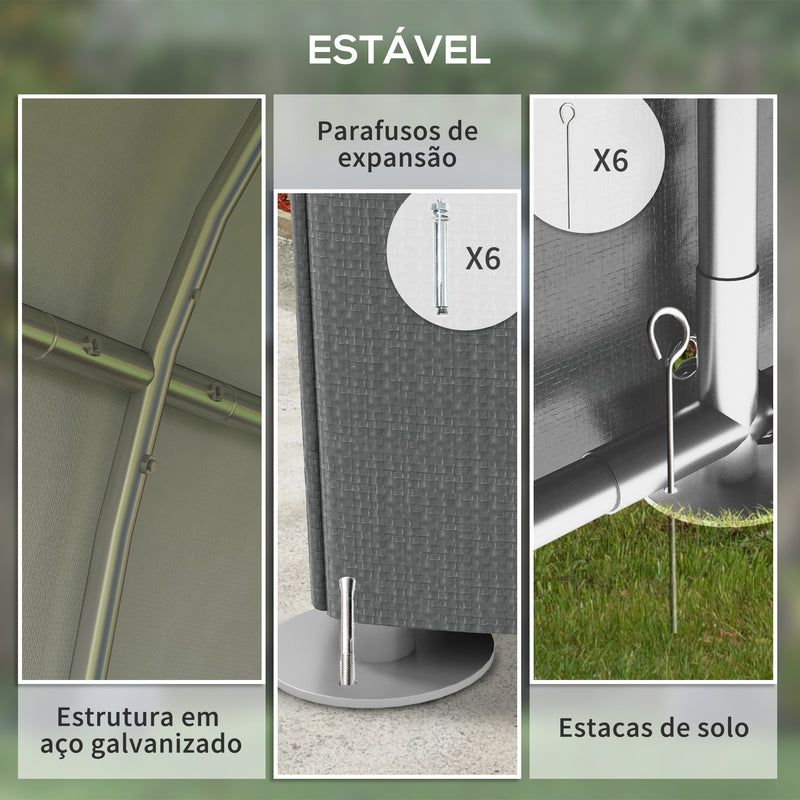 Abrigo para Ferramentas Bicicletas e Motos 1,2x1,8x1,65 m Garagem Portátil com 2 Habitações Porta com Fecho de Correr Impermeável Anti-UV para Jardim Cinza Escuro