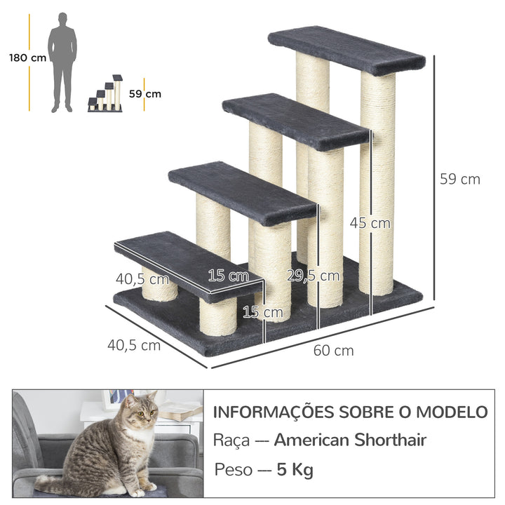 Escada para animais de estimação Capa de raspador de pelúcia macia estável 60x42x61 Cinza