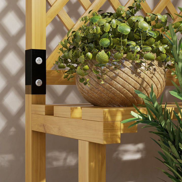 Suporte para Plantas de Madeira com Treliça Suporte para Vasos de 2 Níveis para Jardim Pátio Terraço Varanda 60x50x166 cm Madeira