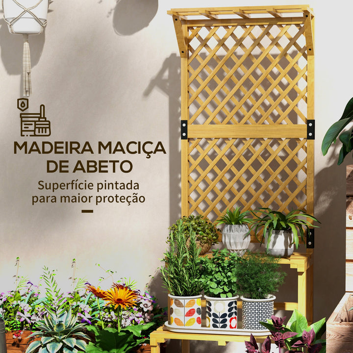 Suporte para Plantas de Madeira com Treliça Suporte para Vasos de 2 Níveis para Jardim Pátio Terraço Varanda 60x50x166 cm Madeira
