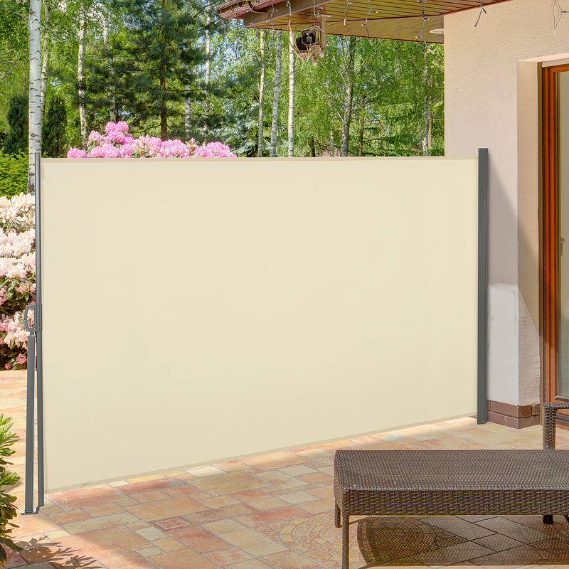 Toldo Lateral Retrátil para Terraço Pátio ou Jardim Toldo de Privacidade para Exterior Dobrável 300x160 cm Creme