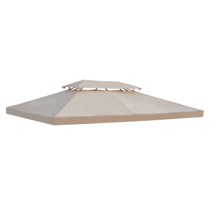 Toldo de Substituição 4x3m para Pérgola de Jardim 2 Níveis Respirável com 10 Orifícios de Drenagem Cobertura de Substituição de Pérgola Exterior Creme