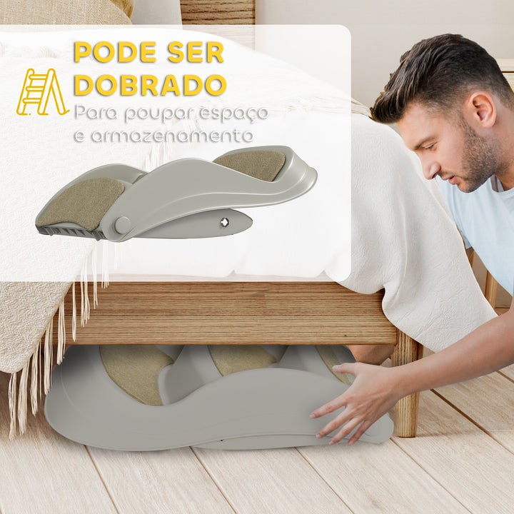 Escada para Cães de 3 Degraus Dobrável Escada de Plástico para Animais de Estimação com Tapetes Antiderrapantes para Cama Sofá Carga 15 kg 49x38x38 cm Cinzento