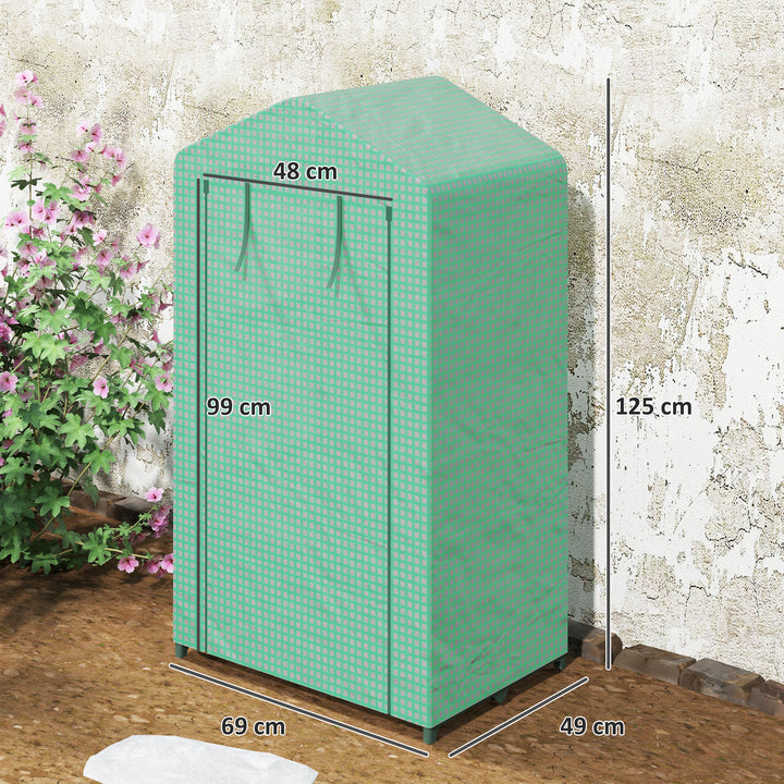 Estufa de Jardim de 3 Níveis Estufa de Exterior com 3 Prateleiras Porta Enrolável Estrutura Metálica Cobertura de PE Anti-UV Impermeável para Varanda e Terraço 69x49x125 cm Verde